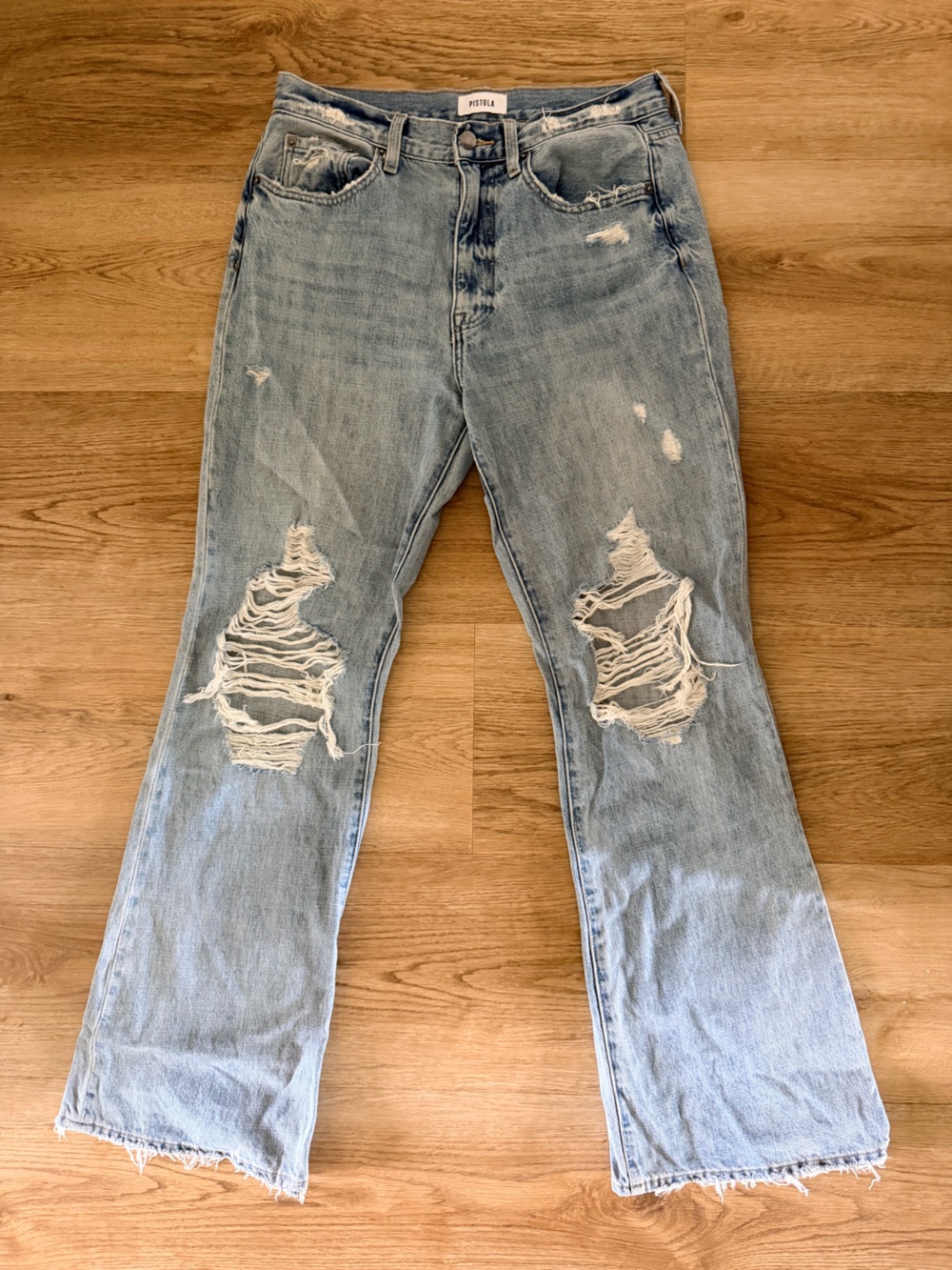pistola Light Blue Distressed Slim Straight Jeans